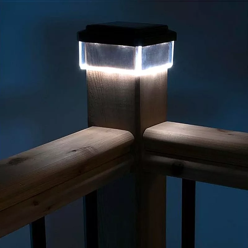 GB128 Lâmpada solar LED para postes de vedação e jardim, Preto - Verde Azul
