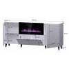 Cama Meble PAFOS cómoda com lareira elétrica 180x42x82 cm preto mate