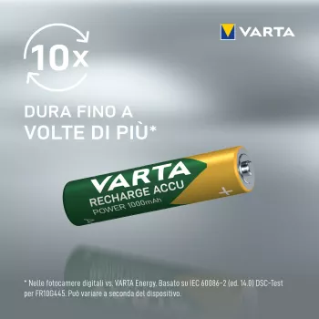 VARTA HR03 AAA pilhas recarregáveis Recharge Accu Power 1000 mAh 05703, 4 unid., verde, amarelo