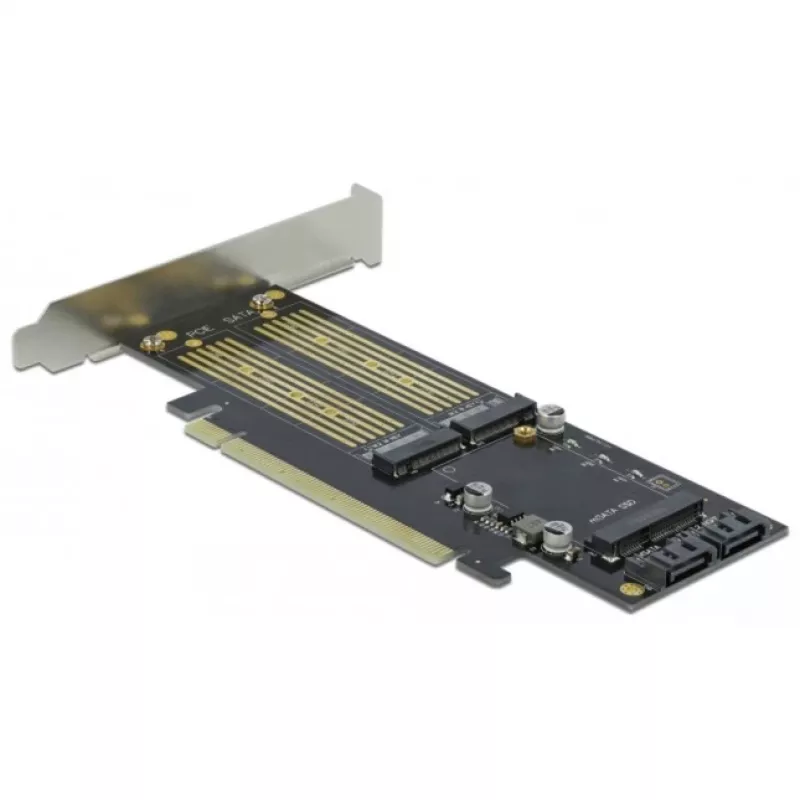 DeLOCK - Controlador de memória - mSATA, M.2 - M.2 Card / mSATA Low-Profile - SATA 6Gb/s, PCIe 4,0 x16 (90486)