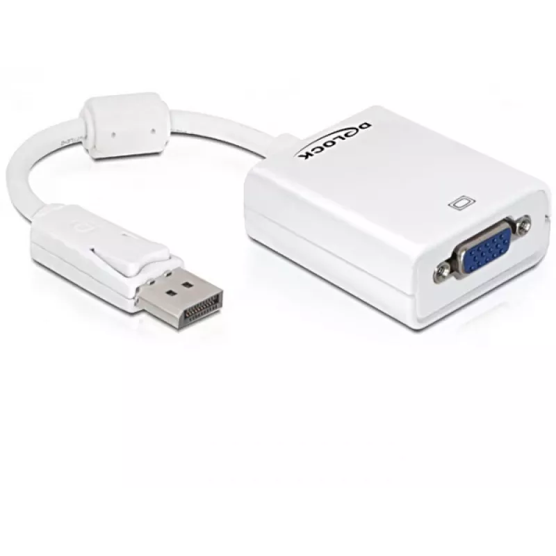 Adaptador de cabo de vídeo DeLOCK 61766 0,125m VGA DisplayPort branco