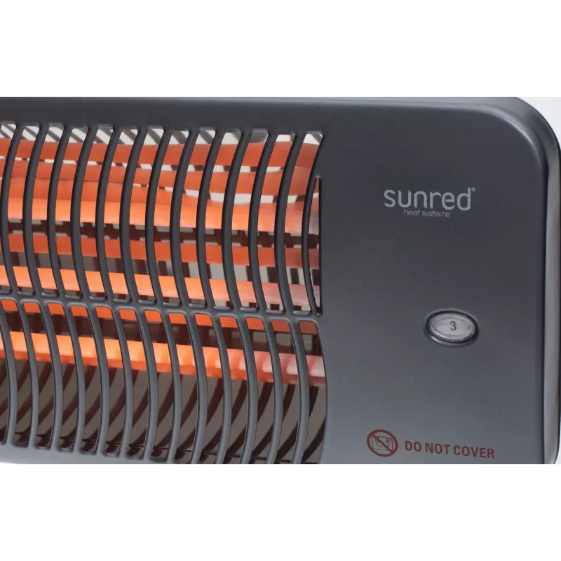 Aquecedor elétrico de quartzo SUNRED LUG-2000W — 2000 W, elemento de vidro de quartzo, para exterior, montagem na parede, IP24, preto