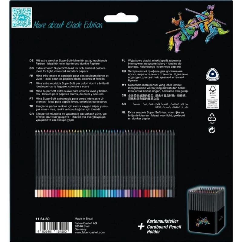 Lápis de cor Faber-Castell 116450, conjunto multicolor, 50 unidades, mina macia, caixa de cartão