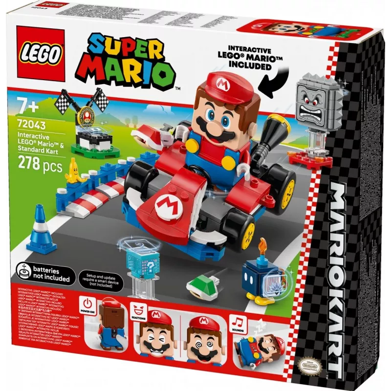 Brinquedo de construção LEGO 72043 Super Mario – Mario Kart interativo com kart padrão