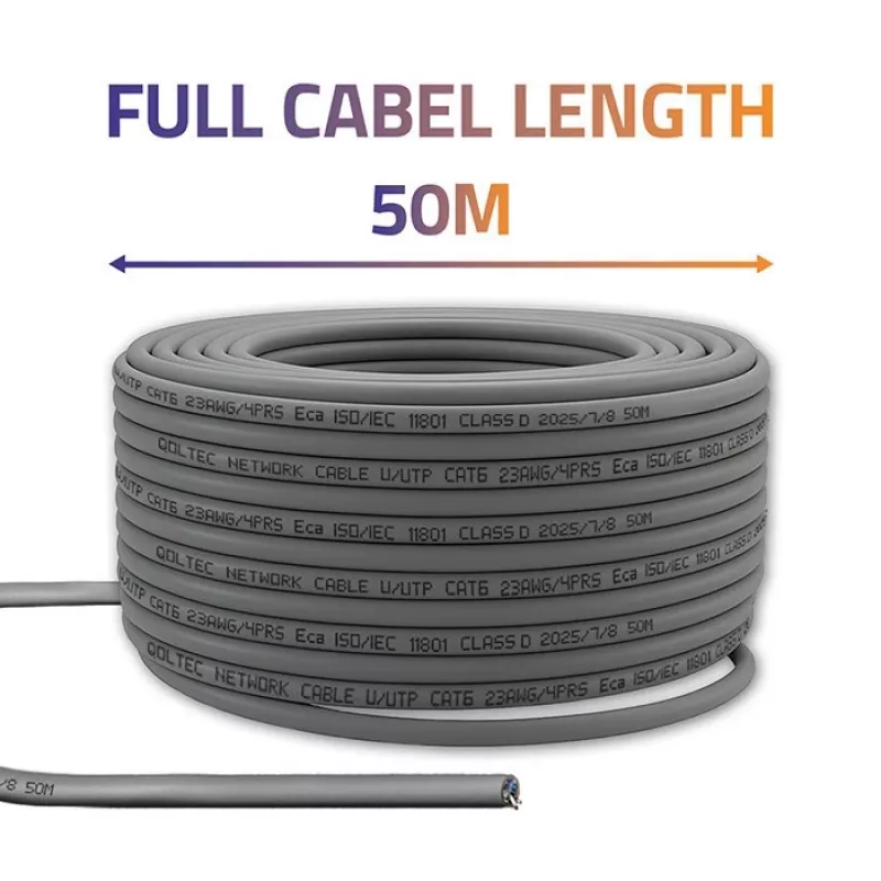 Cabo de rede UTP QOLTEC CAT6 50 m cobre (Cu) cinzento