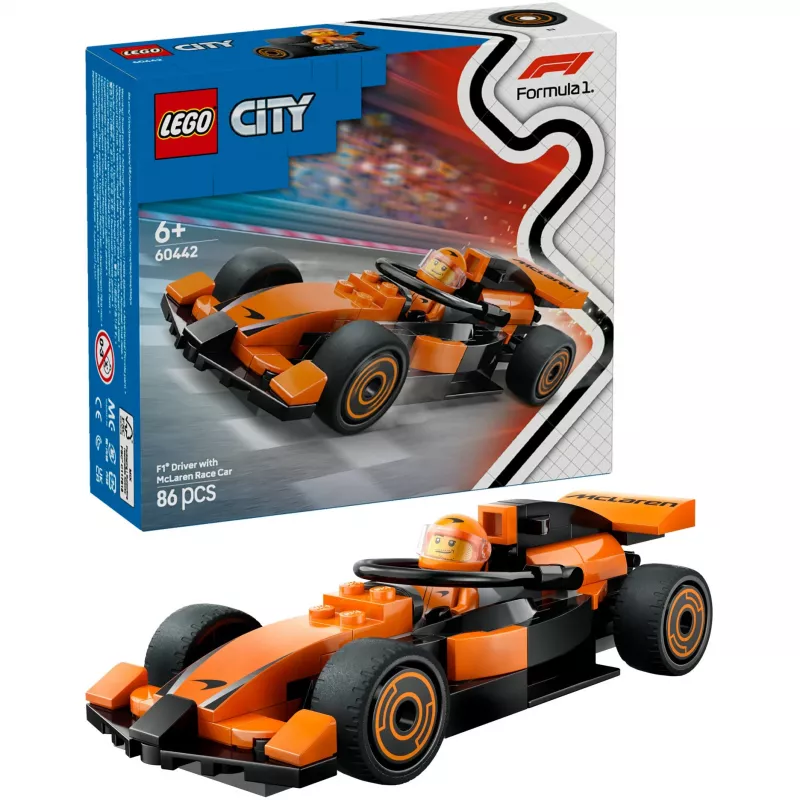 LEGO City F1 Racer McLaren Racing Car 60442 — conjunto de construção, 86 peças, 1 minifigura, a partir dos 6 anos