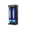 Carregador de baterias Li-Ion XTAR de dois slots para células 18650, entrada USB-C, 2 slots, preto, indicadores LED