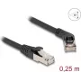 Cabo de rede DeLOCK RJ45 Cat.6A S/FTP 45° angular para reto 0,25 m preto