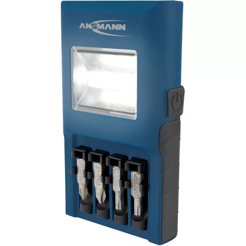 Luminária de trabalho ANSMANN WL180B com suporte para bits, azul