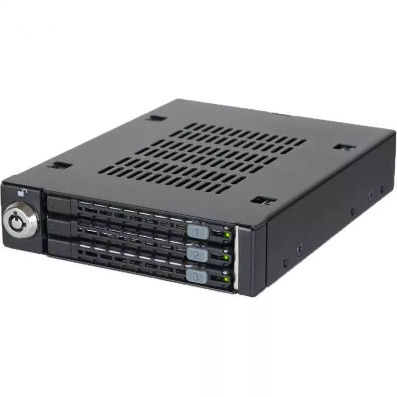 ICY DOCK - ToughArmor - MB993SK-B - 3x 2,5 SATA HDD e SSD em 1x baía de 3.5, moldura de troca rápida em metal maciço com fechadura de segurança