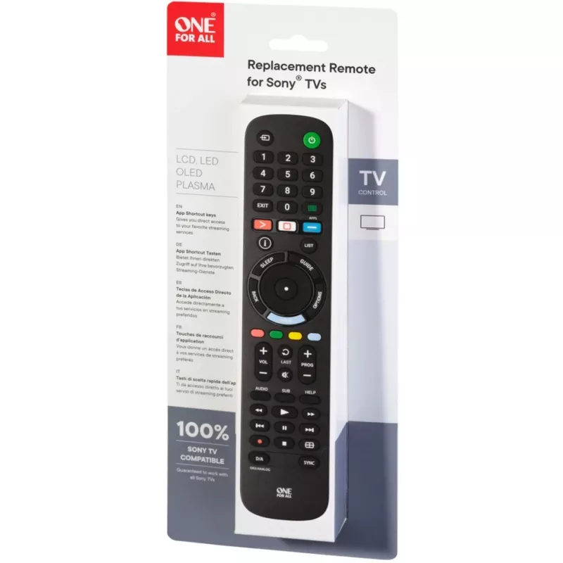 Comandos de substituição para TV One for All Comando de substituição para TV Sony