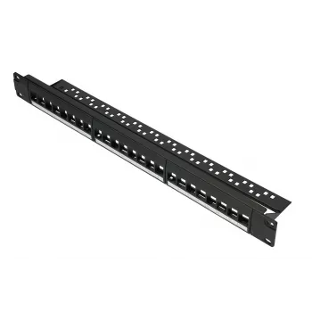 Patch panel Extralink 24 portas U/UTP (UTP) modular, 1U, preto, 482,6 mm de largura