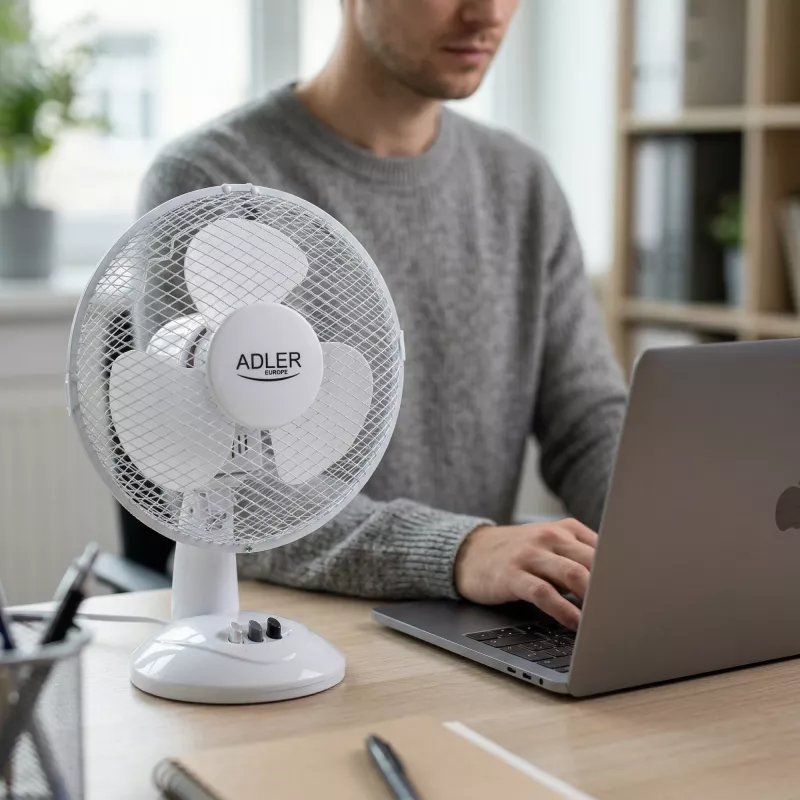 Adler | AD 7302 | Ventilador de mesa | branco | diâmetro 23 cm | número de velocidades 2 | oscilação | 60 W | Não