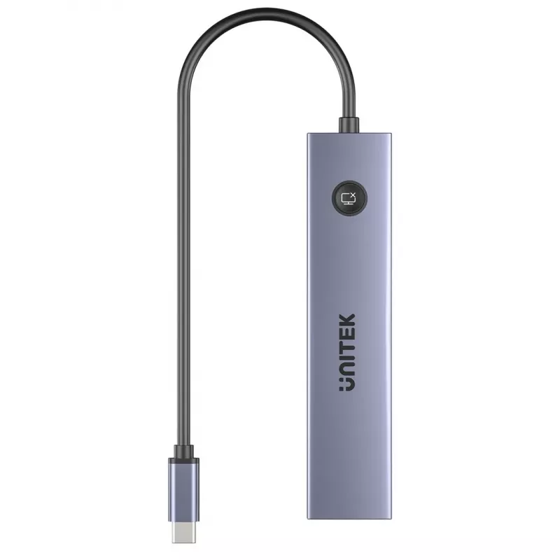 Hub USB-C Unitek H1124AGY01 com 100W PD, HDMI 2.0, 2x USB‑A, 2x USB‑C, leitor de cartões SD/microSD — alumínio