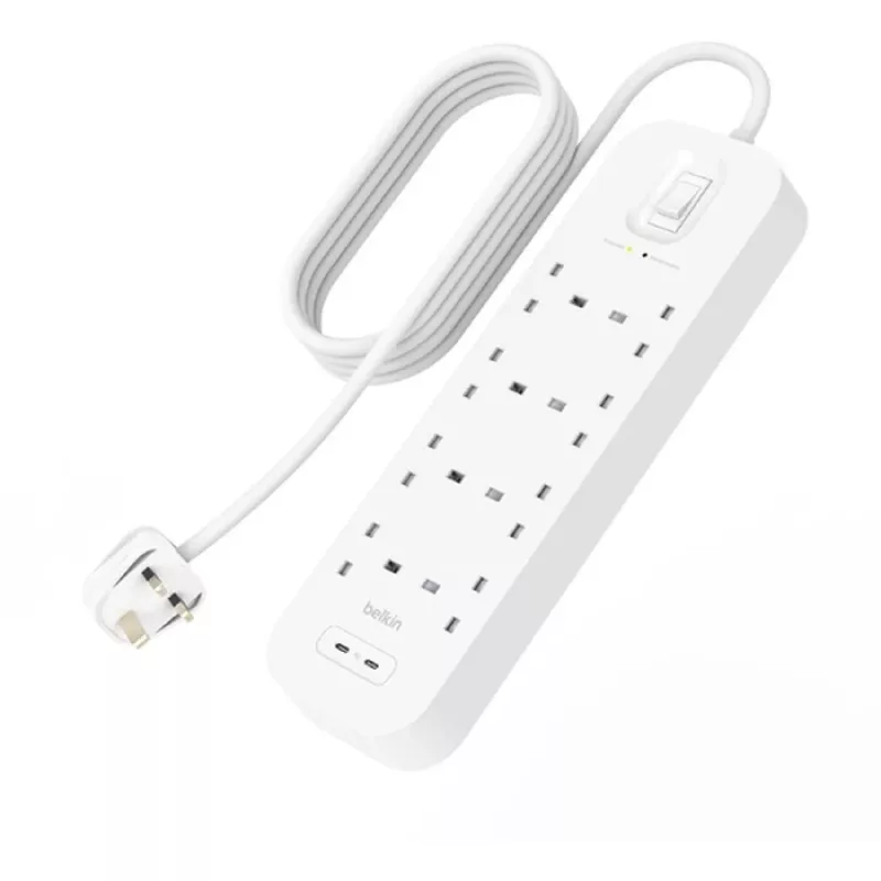 Proteção contra sobretensão SurgePlus 8x Schuko 2xUSB-C 900J 2m