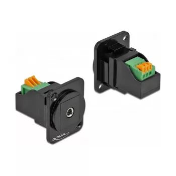 Módulo D-Type 3,5 mm conector fêmea jack estéreo de 3 polos para barra de terminais DeLOCK 86732
