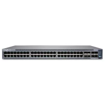 Juniper EX4100 48 portas 10/100/1000BaseT PoE+, 4 portas uplink 10G SFP+, 4 portas stacking/uplink 25G SFP28, ventoinhas redundantes, 1 fonte de alimentação AC JPSU-920-AC-AFO incluída (ótica vendida separadamente) com SW padrão. Conforme TAA. (EX4100-48P)