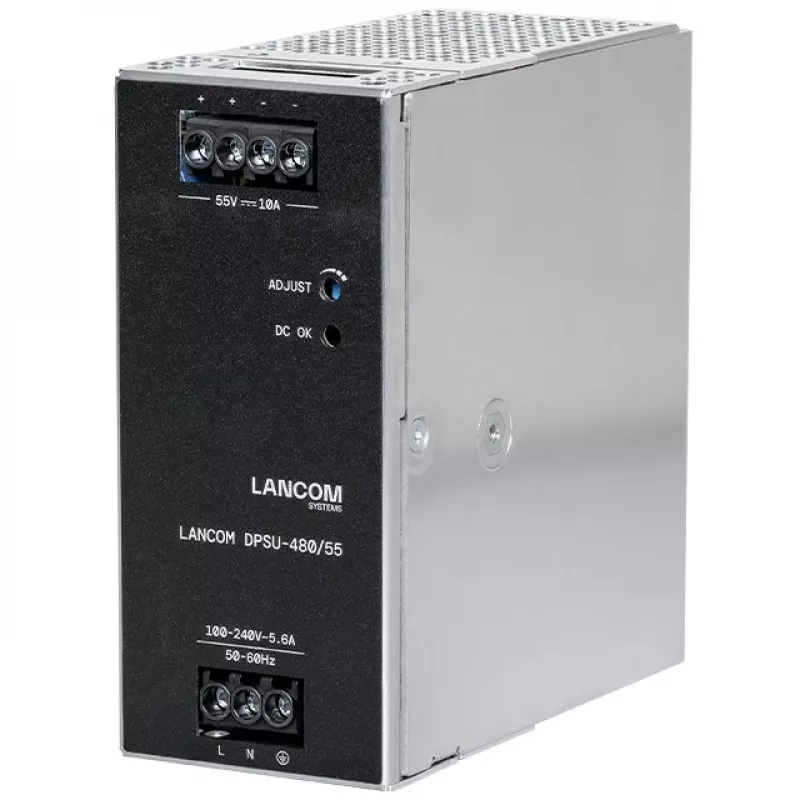 Fonte de alimentação Lancom Systems LANCOM DPSU-480/55 — 480 W, AC 100–240 V, TS35 DIN, preto/aço