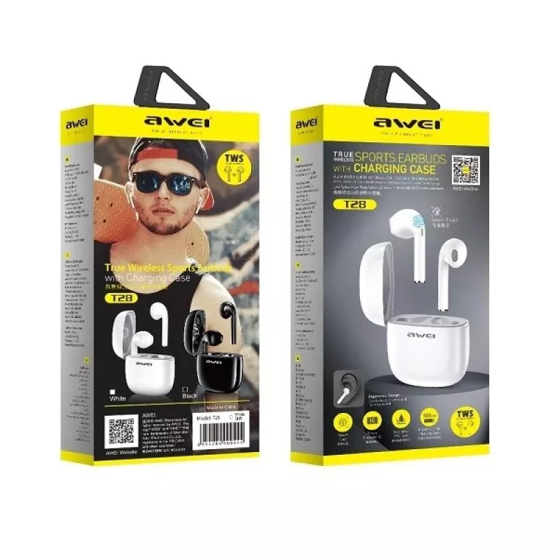 Auscultadores Awei T28 TWS + base de carregamento preto