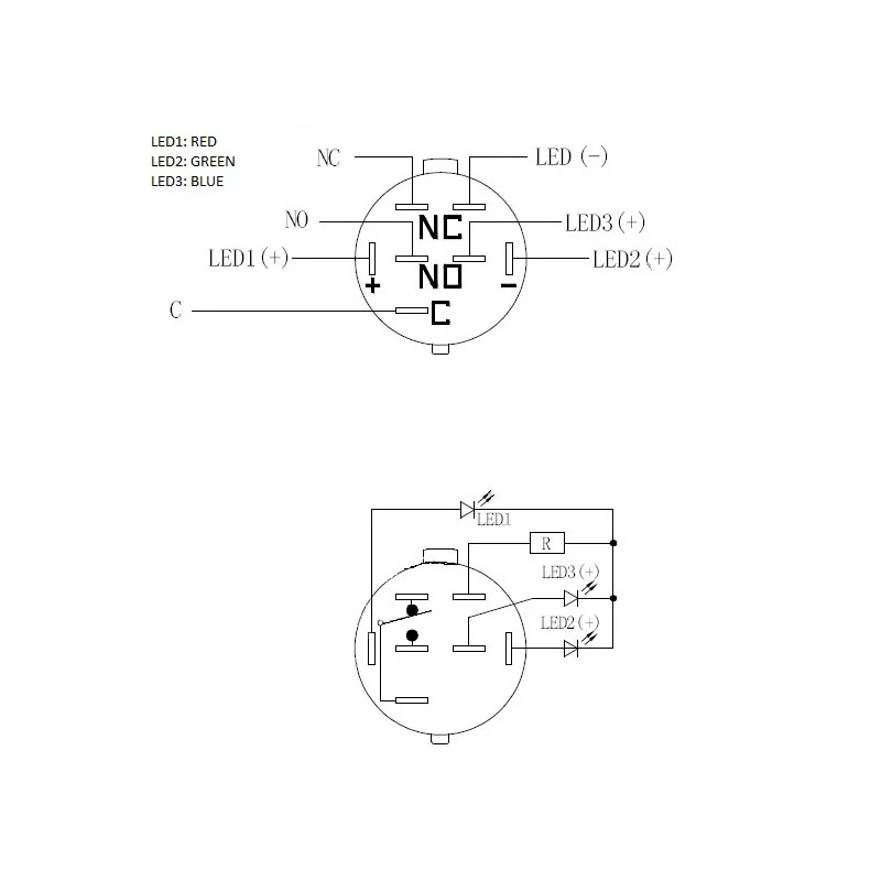 Interruptor/botão antivandalismo DimasTech 19mm Blackline Dot RGB PD218