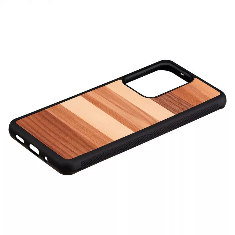 Capa protetora Man and Wood Galaxy S20 Ultra — acabamento em madeira preta
