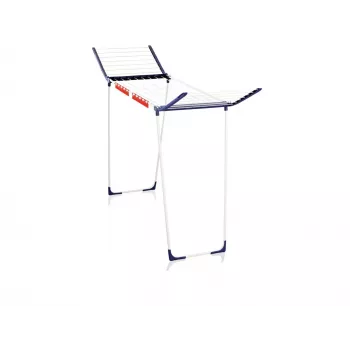 Estendal Leifheit Pegasus 180 Maxx Winged — estendal de chão, 18 m de comprimento de secagem, altura ajustável 1080–1280 mm, 550×1100×1280 mm, azul/branco
