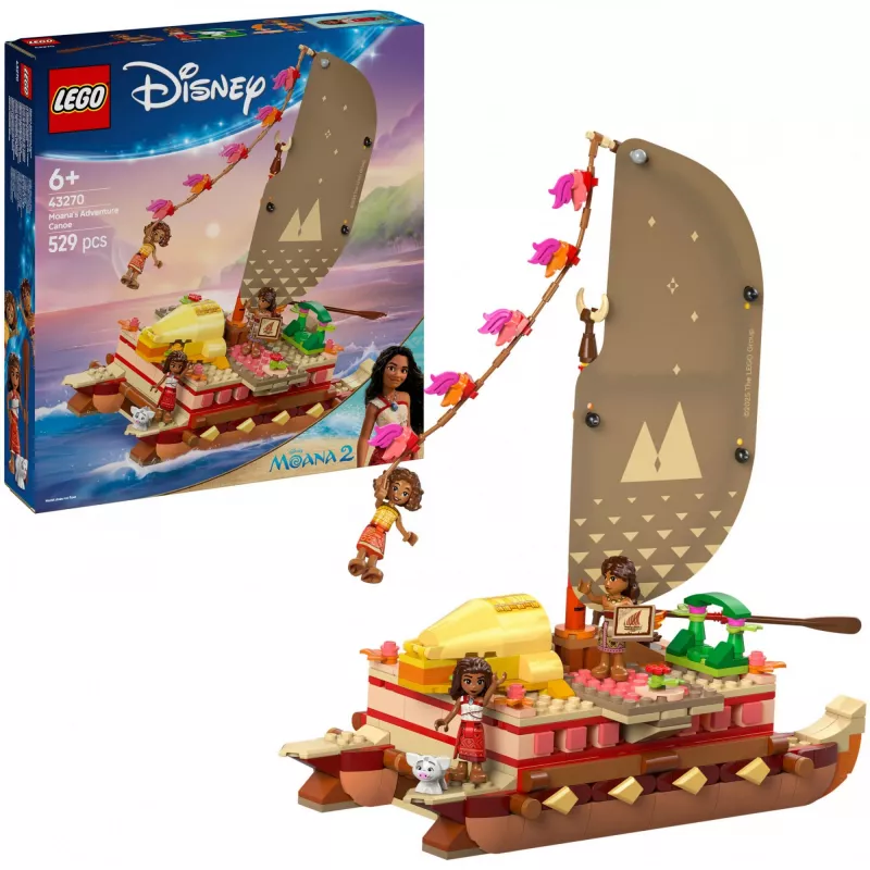 LEGO Disney 43270 A canoa de aventuras da Moana, 529 peças, 3 minifiguras, 6+