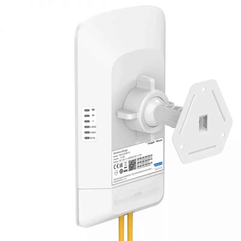 Ruijie Reyee RG-EST350 V2 ponte sem fios 5 GHz 802.11ac de fluxo duplo, 867 Mbps, 5 km, 15 dB, PoE, branco