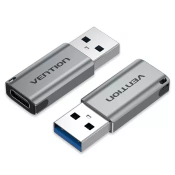 Adaptador Vention USB 3.0 macho para Type-C fêmea cinzento liga de alumínio