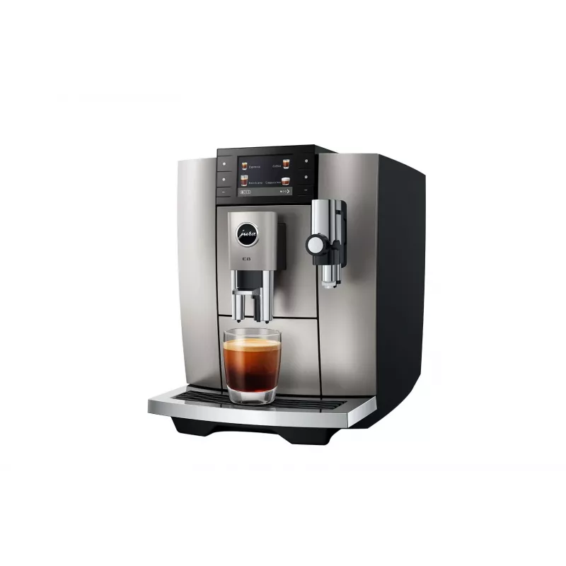 Máquina de café expresso JURA E8 automática 1,9 l prateado – 15 bar, ecrã de 3,5 polegadas, moinho, espumador de leite