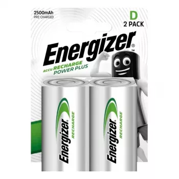Pilha recarregável NiMH Energizer D 2500mAh - pack de 2