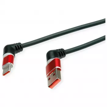 Cabo ROLINE USB 2.0 Type-C - Type-A ST/ST rotação 360° preto vermelho 1 m 11.02. - cabo - digital/dados