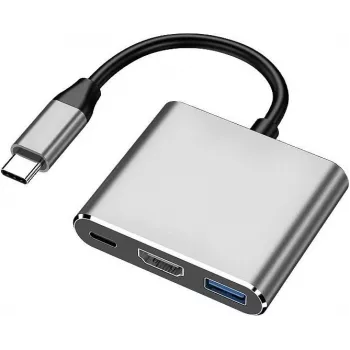 XtremeMac XWH-HUB3-13 docking station e replicador de portas para portátil com fios USB Type-C prateado (XWH-HUB3-13)