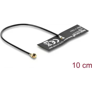 Antena DELOCK WiFi 6 I-PEX (ficha MHF® I) omnidirecional 4,5–5,0 dBi com cabo FPC de 10 cm para montagem interna adesiva