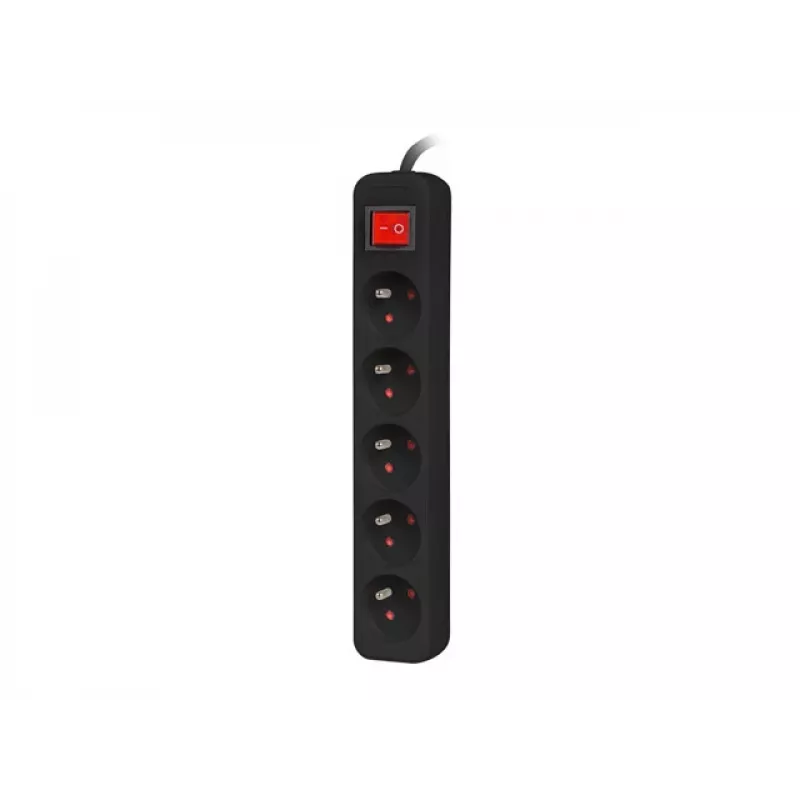 Lanberg Cabo Régua de tomadas, 5X tomadas francesas com interruptor, cobre de alta qualidade, 1.5 m | PS1-05E-0150-BK