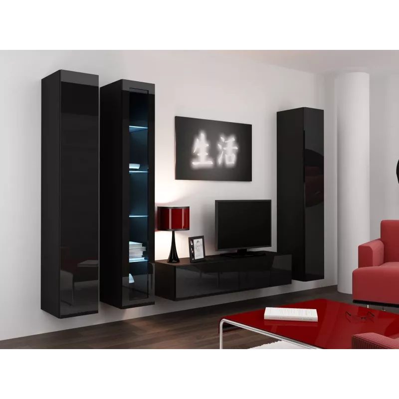 Vitrina Cama VIGO '180' 180/40/30 preto/preto brilhante