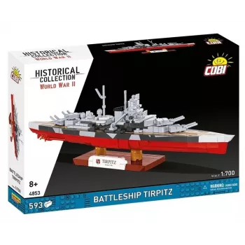 Conjunto de construção Cobi Couraçado Tirpitz modelo com 593 peças, à escala e com características de exposição