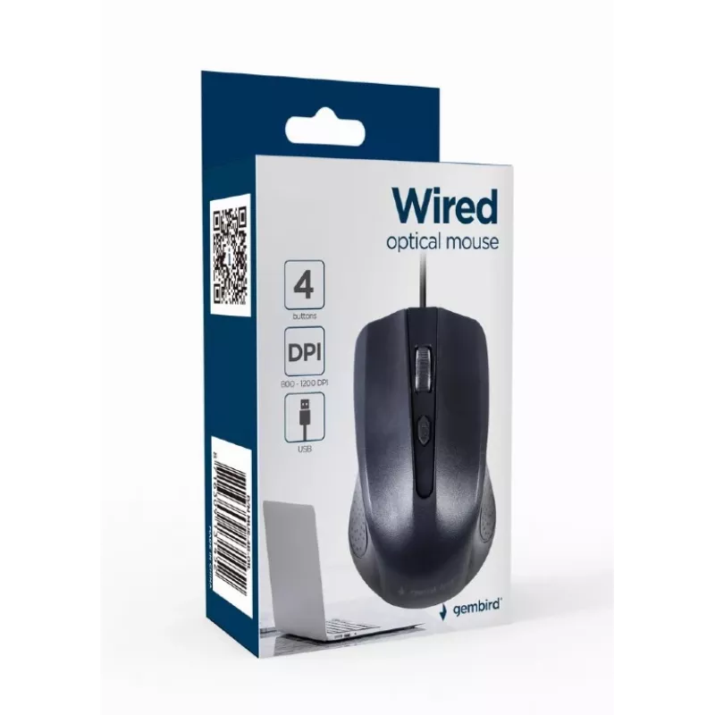 Rato ótico preto USB cabo de 1,8 m