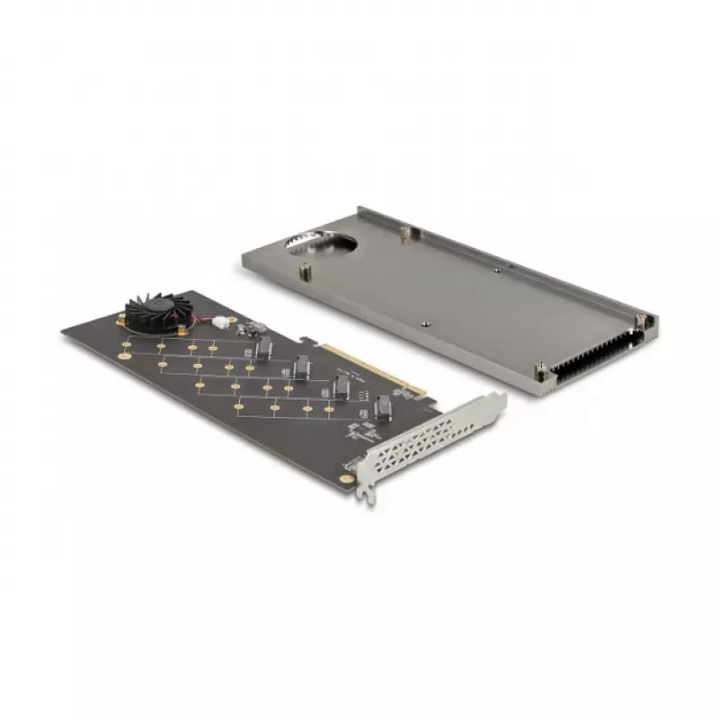Placa DeLOCK PCI Express 4.0 x16 para 4 x NVMe M.2 Key M internos com dissipador e ventoinha