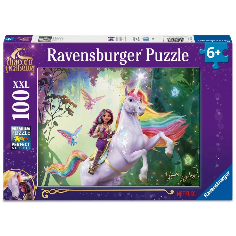 Puzzle Ravensburger XXL 100 peças – Unicorn Academy – puzzle infantil de grande formato