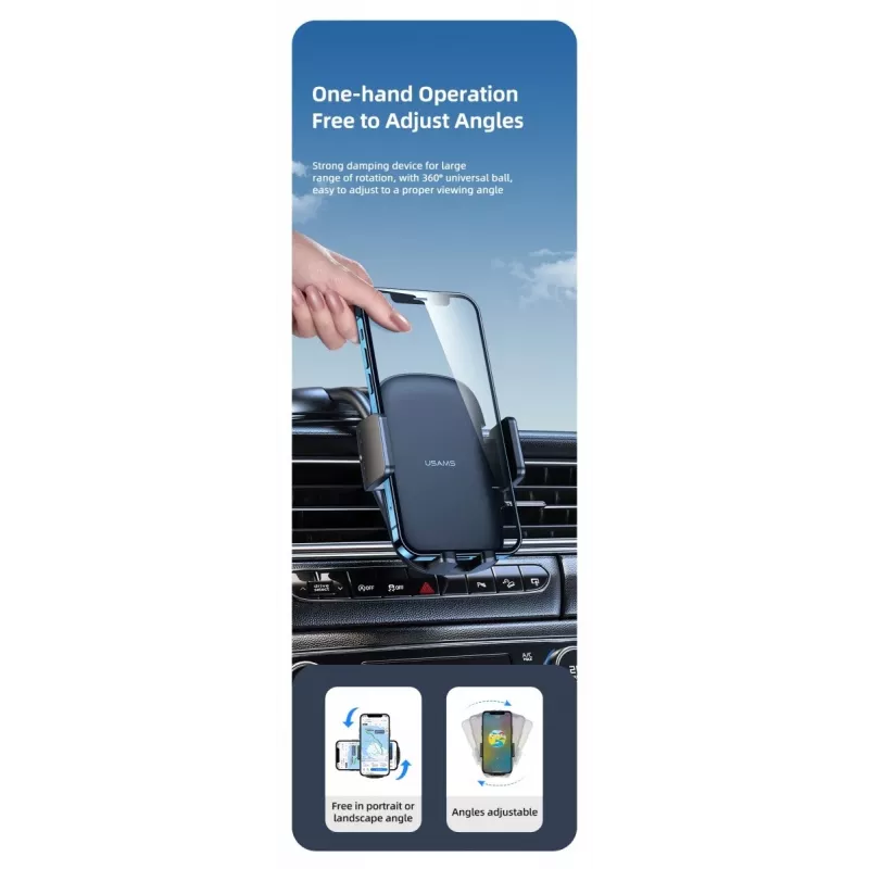 Suporte para automóvel usams ZJ063 para painel ou para-brisas, ângulo ajustável