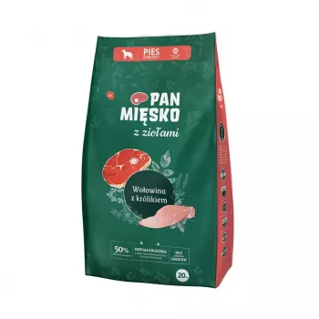 Ração seca para cães Pan Miesko Mr. Meat com Ervas Vaca com Coelho M 20 kg saco, para raças médias, proteína 30% gordura 20%