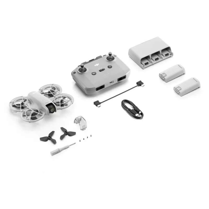 DJI Neo Fly More Combo (DJI-RC-N3) drone leve de 135g com câmara 4K Ultra HD, até 18 minutos de tempo de voo com 1 carga, 3x baterias, telecomando