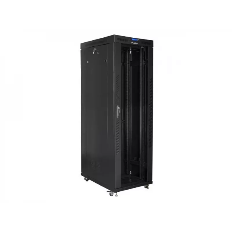 Lanberg FF01-8042-12BL armário rack de chão de 19 polegadas 42U, 800x1000x2127,5 mm, porta de vidro, LCD, IP20, para montagem, preto