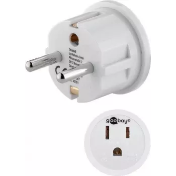 Adaptador de rede Goobay, branco - tomada US/Japão (tipo B, NEMA 5-15, 3 polos) > tipo F (tipo F, CEE 7/4) (45351)