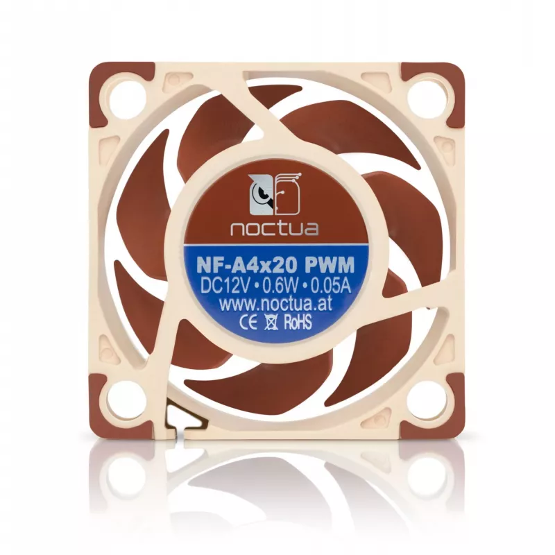 Ventoinha Noctua NF-A4x20 PWM 40 mm, 4 pinos PWM, 5–12 V, 1200–5000 rpm, 9,4 m³/h, 14,9 dB, montagem 32×32 mm