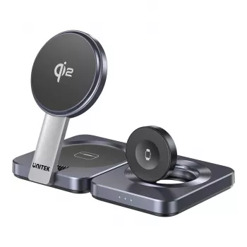 Receptor de carregamento sem fios UNITEK P1300AGY01 para dispositivos móveis auscultadores, telemóvel/smartphone, smartwatch USB Type-C