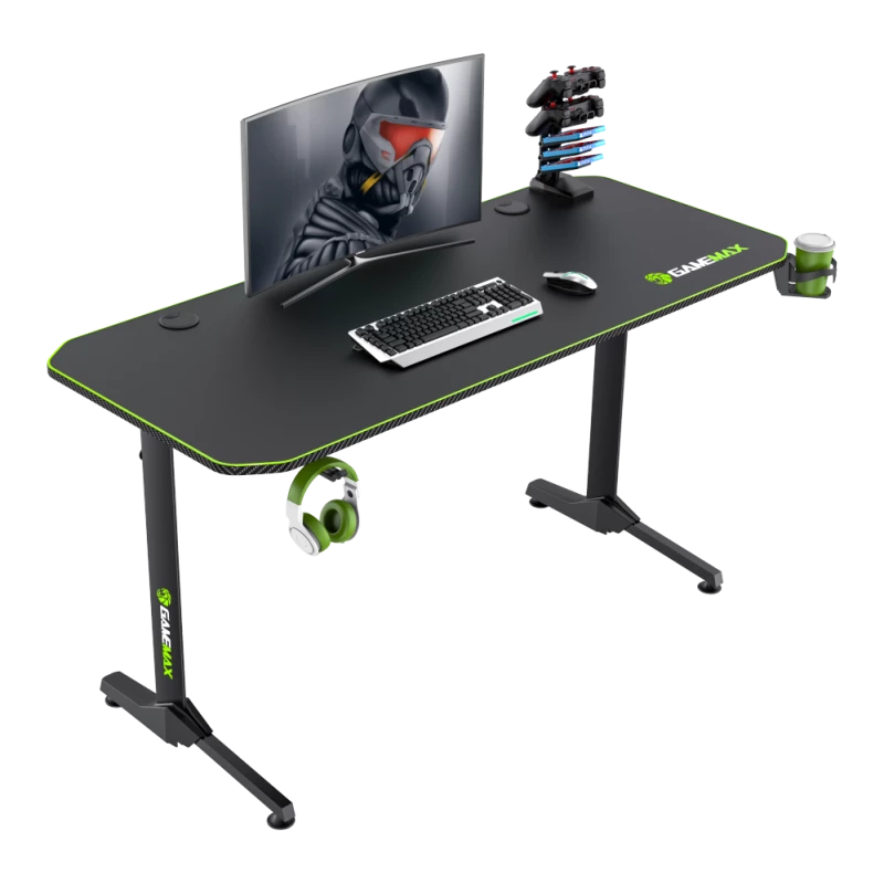 Secretária GameMax D140-CARBON — Secretária gaming/escritório, peso líquido 20,5 kg, dimensões brutas 125×795×682 mm