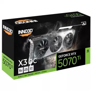 Placa gráfica Inno3D GeForce RTX 5070 Ti — 16 GB GDDR7, PCIe 5.0, 256-Bit, 3x DisplayPort 2.1b + HDMI 2.1b