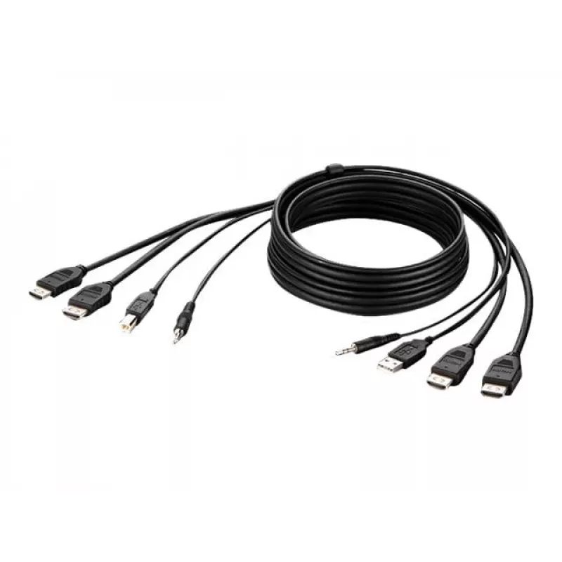 Cabo combo Belkin Secure KVM - cabo de vídeo / USB / áudio - conforme TAA - USB, mini-jack, HDMI (M)